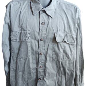 Vintage Men's Shirt XL Duluth Trading Co Grey Button-Up Distressed Y2K Hunting